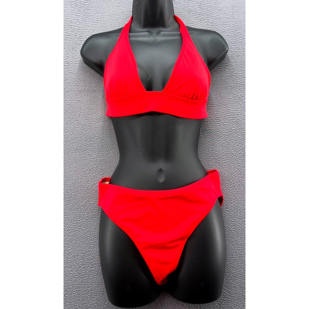 Victorias Secret Swimsuit Red Halter Triangle Bikini Set